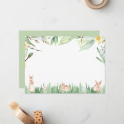 Watercolor Spring Bunnies Stationery Note Card | Zazzle