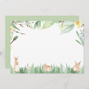 Watercolor Spring Bunnies Stationery Note Card