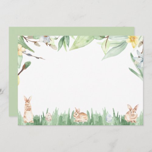 Watercolor Spring Bunnies Stationery Note Card