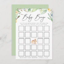 Watercolor Spring Bunny Baby Shower Bingo Card