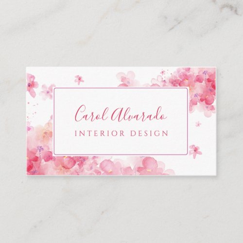 Watercolor Spring Cherry Blossom Business Card