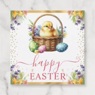 Watercolor Spring Chick Basket Easter Favor Tags