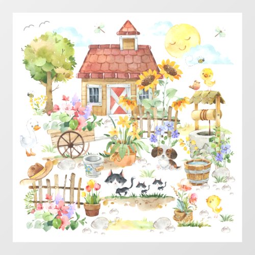 Watercolor Spring Country Floral Cottage Garden Wall Decal