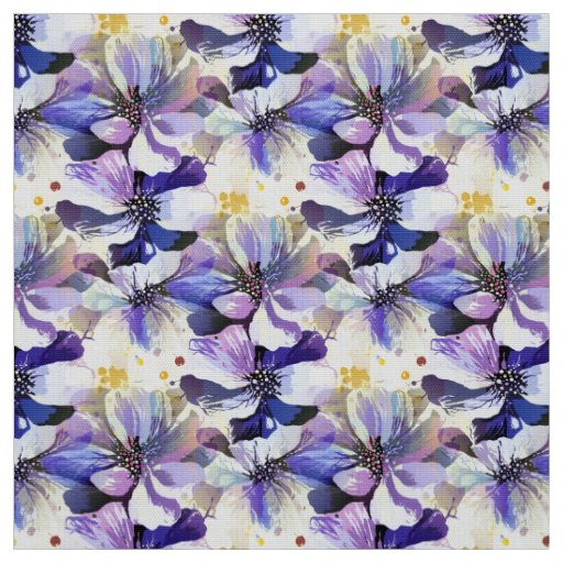 Watercolor Spring Delphinium Gardening Flowers Fabric