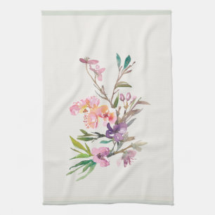 Watercolor Spring Floral Accent Botanical Kitchen Towel
