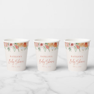 Watercolor Spring Floral Baby Shower for Girls Paper Cups