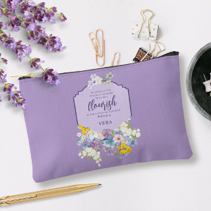 Watercolor Spring Floral Bible Verse Personalized Accessory Pouch