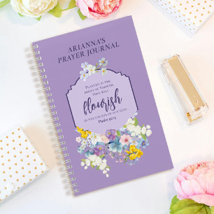Watercolor Spring Floral Bible Verse Personalized Notebook