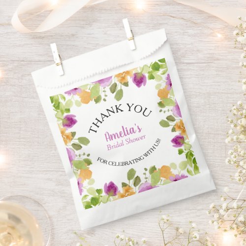 Watercolor Spring Floral Bridal Shower Favor Bag