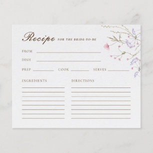 Watercolor Spring Floral Bridal Shower Recipe Card
