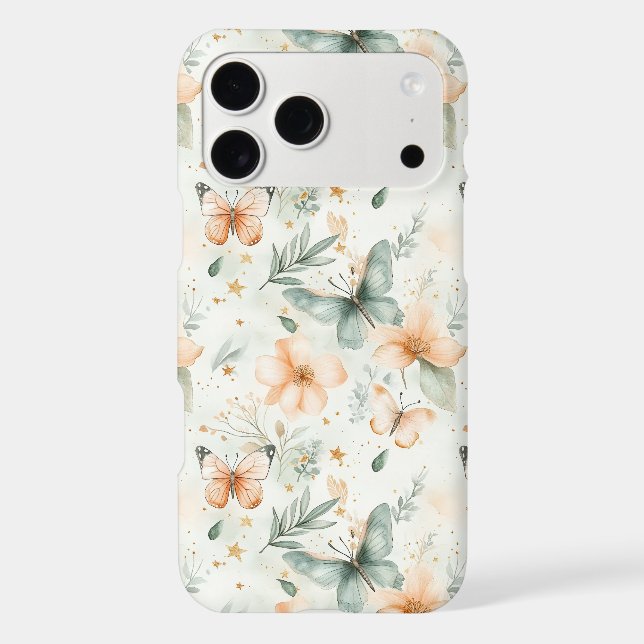 Watercolor Spring Floral Butterfly iPhone Case (Back)