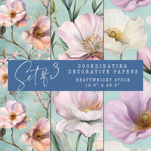 WATERCOLOR SPRING FLORAL DECORATIVE PAPER SET