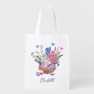 Watercolor Spring Floral Easter Basket Egg Hunt