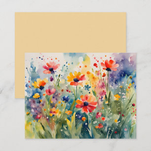 Watercolor Spring Floral Flowers Greeting Card