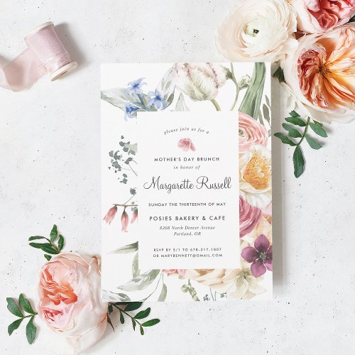Watercolor Spring Floral Mothers Day Brunch  Invitation