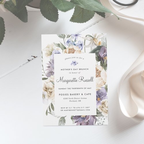 Watercolor Spring Floral Mothers Day Brunch Invitation