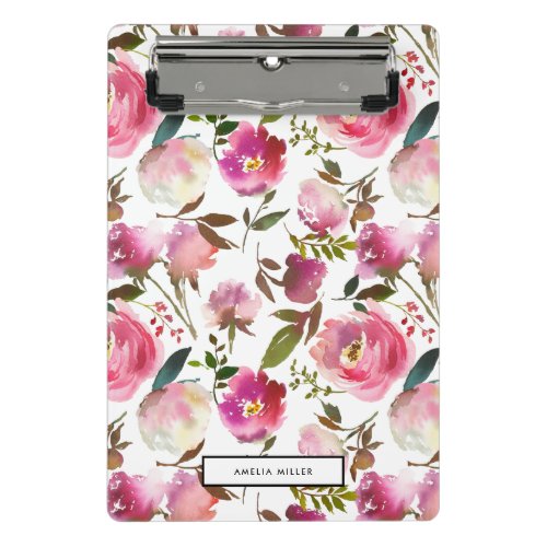 Watercolor Spring Floral Pattern Mini Clipboard