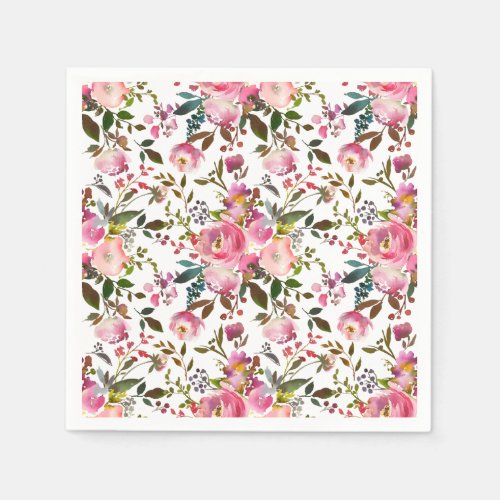 Watercolor Spring Floral Pattern Napkin