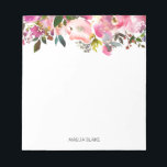 Watercolor Spring Floral Personalised Notepad<br><div class="desc">This floral notepad features watercolor illustrations of vibrant flowers and foliage. Personalise by changing name,  or adding a text of your preference. This notepad will be a perfect personalised gift.</div>