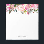 Watercolor Spring Floral Personalised Notepad<br><div class="desc">This floral notepad features watercolor illustrations of vibrant flowers and foliage. Personalise by changing name,  or adding a text of your preference. This notepad will be a perfect personalised gift.</div>