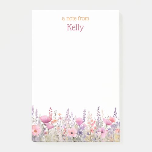 WATERCOLOR SPRING FLORAL PERSONALIZED POST_IT NOTES