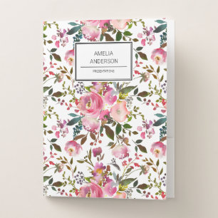 Watercolor Spring Floral  Pocket Folder