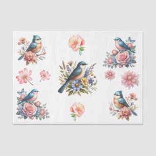 Watercolor Spring Florals & Birds Elements  Tissue Paper