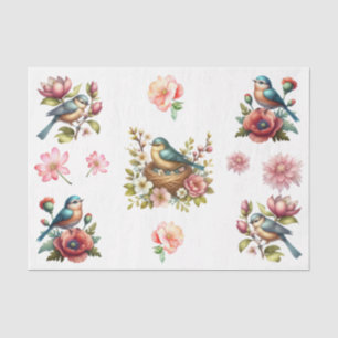 Watercolor Spring Florals & Birds Elements  Tissue Paper