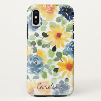 Watercolor Spring Flowers. Add Name. Case-Mate iPhone Case
