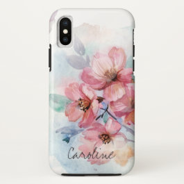 Watercolor Spring Flowers. Add Name. iPhone X Case