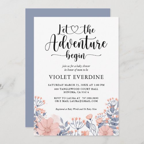 Watercolor Spring Flowers Baby Shower Invitation