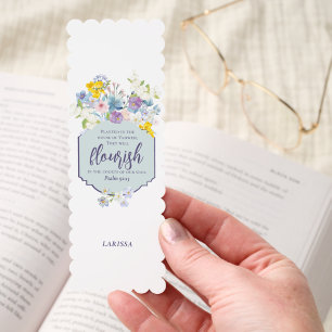 Watercolor Spring Flowers Bible Verse Personalized Bookmarks