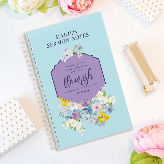 Watercolor Spring Flowers Bible Verse Personalized Notebook (Creator Uploaded)