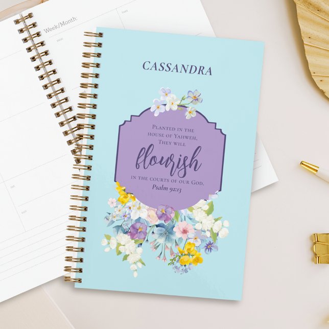 Watercolor Spring Flowers Bible Verse Personalized Planner (Creator Uploaded)