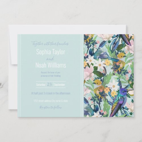 Watercolor Spring Flowers Birds Pattern