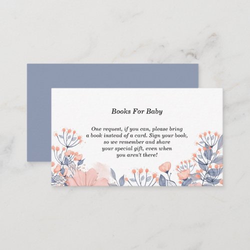 Watercolor Spring Flowers Books For Baby Shower Enclosure Card