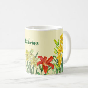 Watercolor Spring Flowers Botanical Illustration Coffee Mug