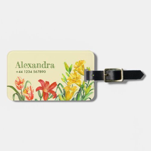 Watercolor Spring Flowers Botanical Illustration Luggage Tag