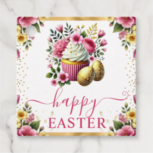 Watercolor Spring Flowers Cupcake Easter Favor Tags