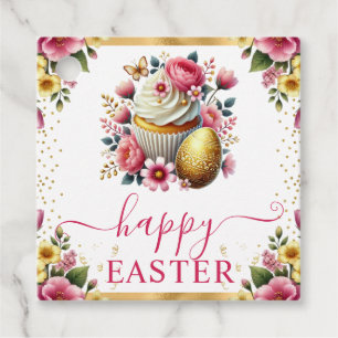 Watercolor Spring Flowers Cupcake Easter Favor Tags