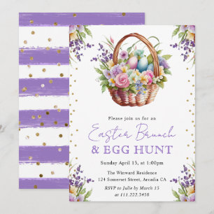 Watercolor Spring Flowers Easter Basket Brunch Invitation