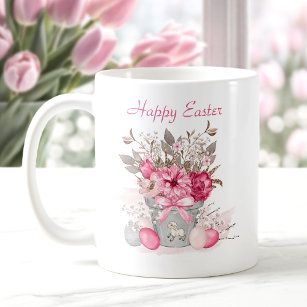 Watercolor Spring flowers Easter eggs Personalized Coffee Mug