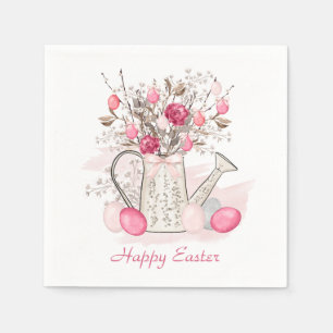 Watercolor Spring flowers Easter eggs Personalized Napkins
