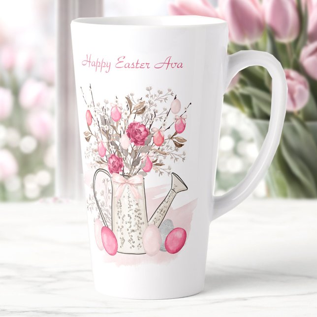 Watercolor Spring flowers Easter Personalized Latte Mug (Watercolor Spring flowers Easter Personalized Latte Mug)