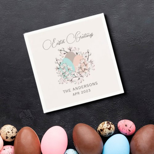Watercolor Spring Flowers Eggs Easter Napkins