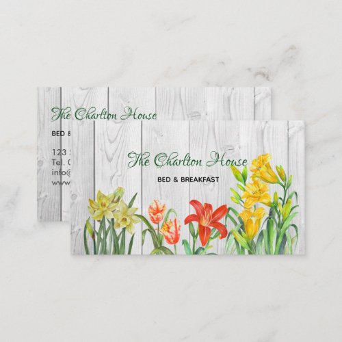 Watercolor Spring Flowers Floral Art Business Card