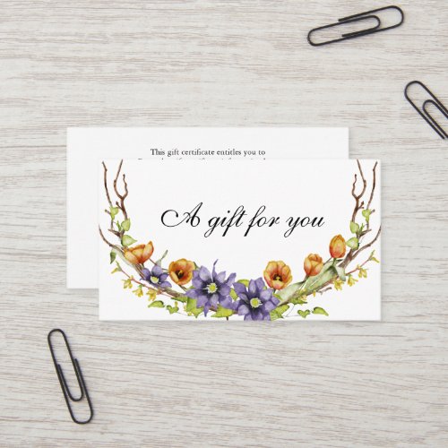 Watercolor spring flowers gift card