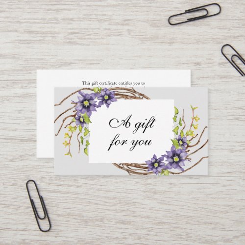 Watercolor spring flowers gift card