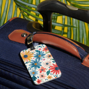 Watercolor Spring Flowers Luggage Tag