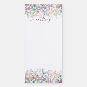 Watercolor spring flowers personalized magnetic notepad